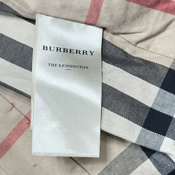 BURBERRY KENSINGTON Trench Coat Nova Check Lined Red Long Jacket Women Size 10 - Picture 15 of 16